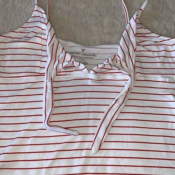 American Eagle outfitters candy stripe tie front crop top size: Large - Picture 6 of 16